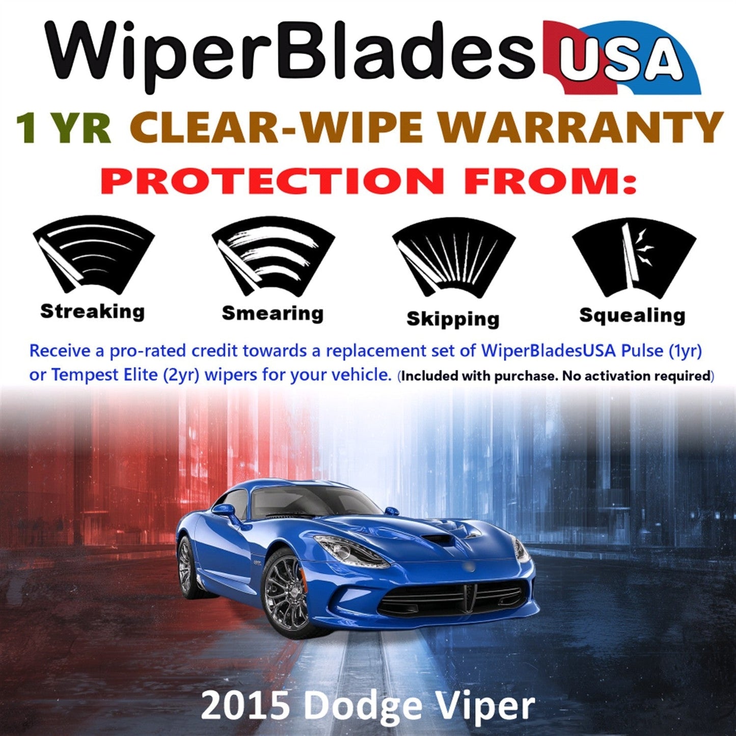 2015 Dodge Viper Wiper Blades Set w/1yr Warranty (Set of 2) Pulse Beam Wipers-1