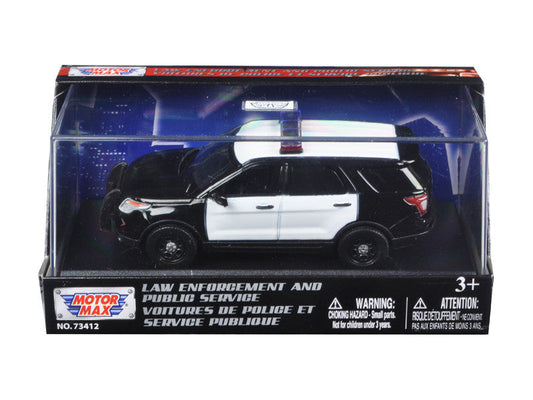 2015 Ford Police Interceptor Utility Plain Black and White 1/43 Diecast Model Car by Motormax-0