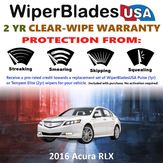 2016 Acura RLX Wiper Blades Set w/2yr Warranty (Set of 2) Tempest Elite Wipers-1