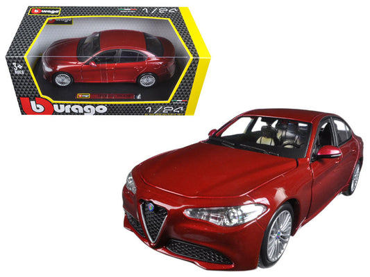 2016 Alfa Romeo Giulia Burgundy 1/24 Diecast Model Car by Bburago - Car Models