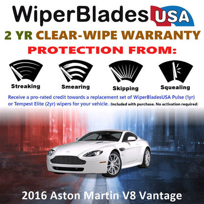 2016 Aston Martin V8 Vantage Wiper Blades w/2yr Wear Warranty (Set of 2) Wipers-1