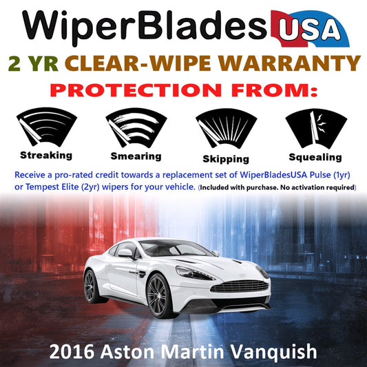 2016 Aston Martin Vanquish Wiper Blades w/2yr Wear Warranty (Set of 2) Wipers-1