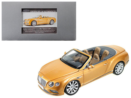 2016 Bentley Continental GT Convertible LHD Sunburst Gold 1/18 Diecast Model Car by Paragon - Car Models