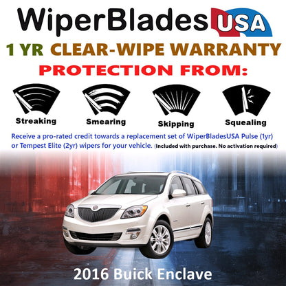 2016 Buick Enclave Wiper Blades w/1yr Wear Warranty (Set of 3) w/Rear Wipers-1