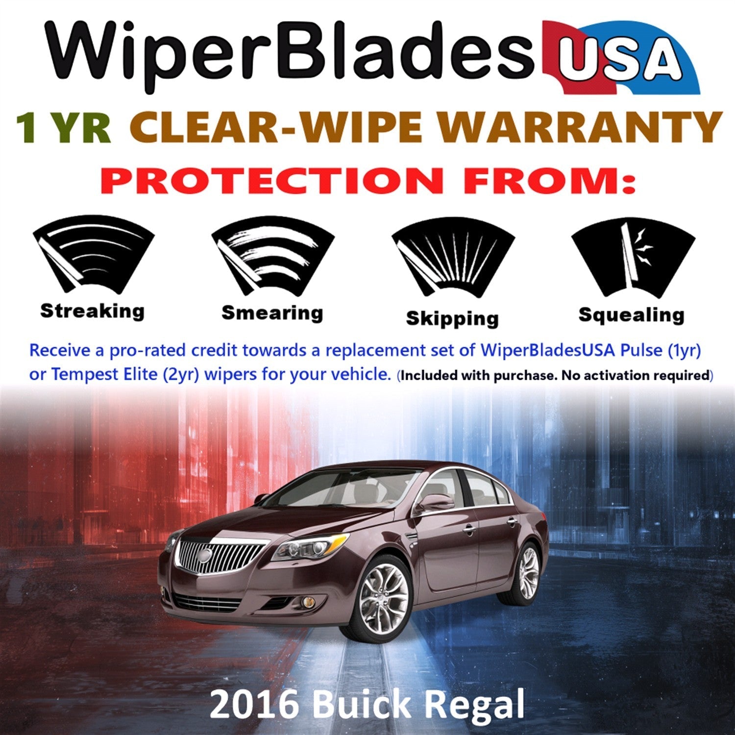 2016 Buick Regal Wiper Blades Set w/1yr Warranty (Set of 2) Pulse Beam Wipers-1