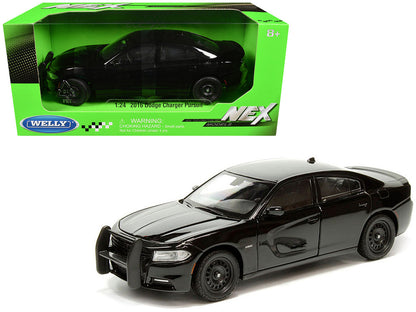 2016 Dodge Charger Pursuit Police Interceptor Black Unmarked "Police Pursuit" Series 1/24 Diecast Model Car by Welly-0