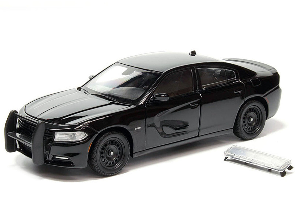 2016 Dodge Charger Pursuit Police Interceptor Black Unmarked "Police Pursuit" Series 1/24 Diecast Model Car by Welly-1