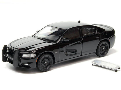 2016 Dodge Charger Pursuit Police Interceptor Black Unmarked "Police Pursuit" Series 1/24 Diecast Model Car by Welly-1