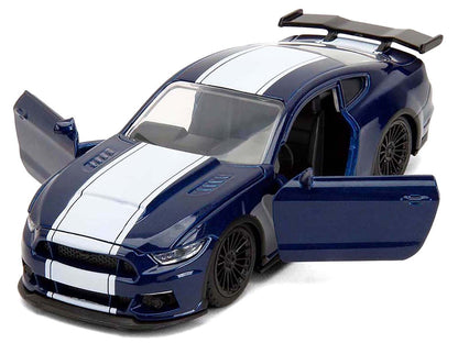 2016 Ford Mustang GT Dark Blue Metallic with White Stripe "F9" (2021) Movie "Fast & Furious" Series 1/32 Diecast Model Car by Jada-3