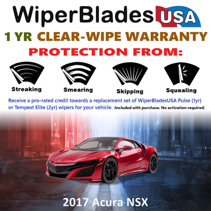 2017 Acura NSX Wiper Blades Set w/1yr Wear Warranty (Set of 2) Pulse Beam Wipers-1