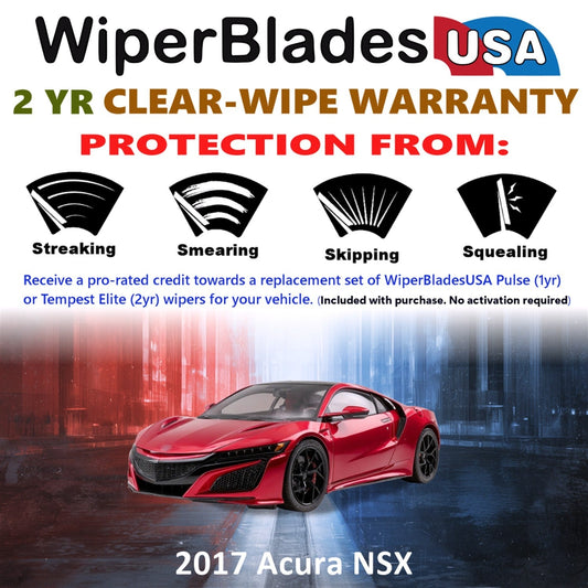 2017 Acura NSX Wiper Blades Set w/2yr Warranty (Set of 2) Tempest Elite Wipers-1