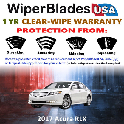 2017 Acura RLX Wiper Blades Set w/1yr Wear Warranty (Set of 2) Pulse Beam Wipers-1