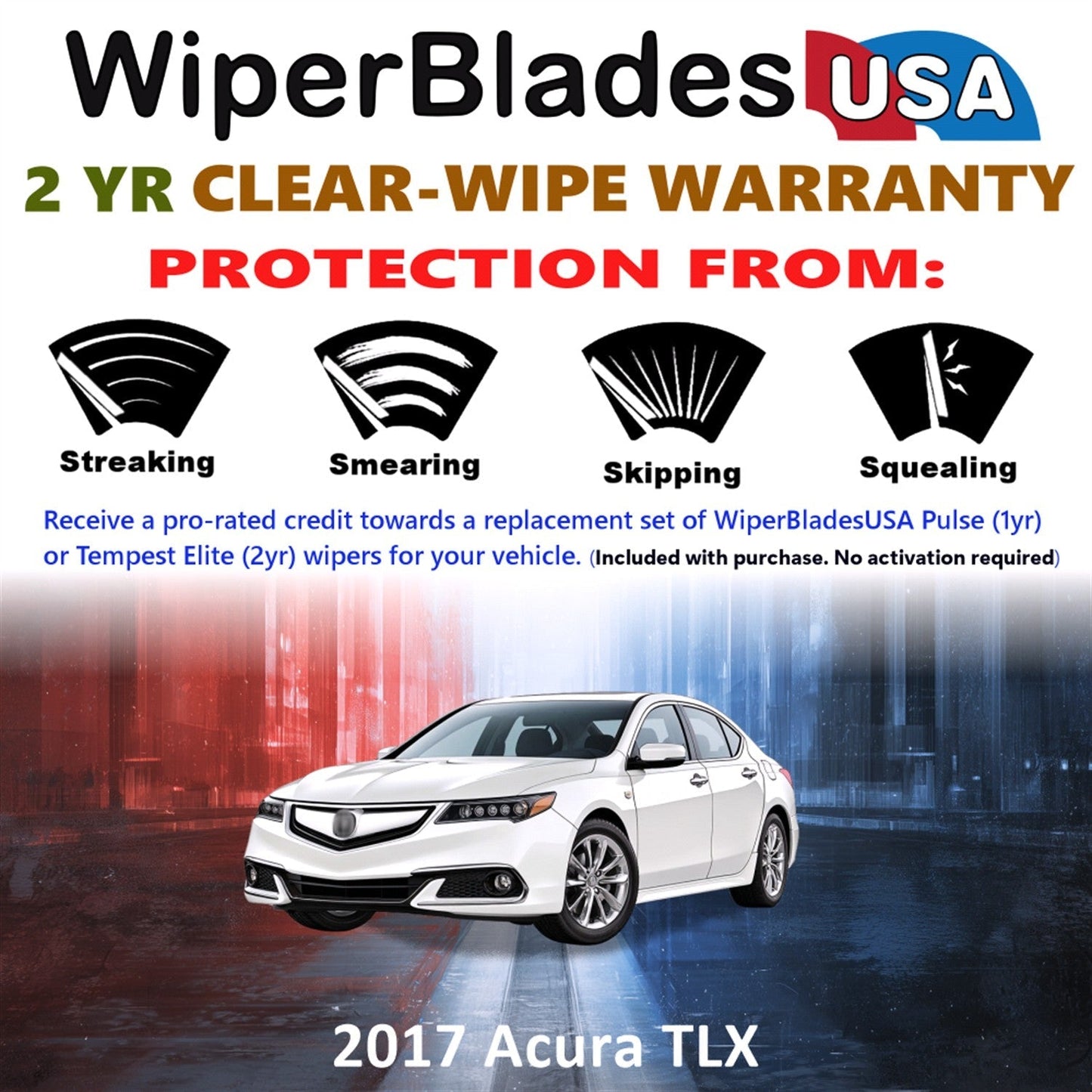 2017 Acura TLX Wiper Blades Set w/2yr Warranty (Set of 2) Tempest Elite Wipers-1