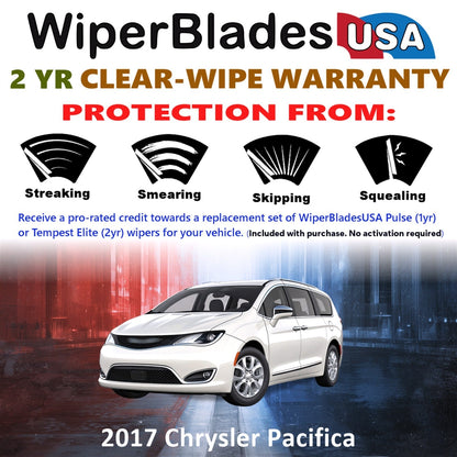 2017 Chrysler Pacifica Wiper Blades w/2yr Wear Warranty (Set of 2) Beam Wipers-1