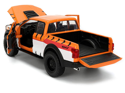 2017 Ford F-150 Raptor Pickup Truck "Frosted Flakes" Orange with Graphics and Tony the Tiger Diecast Figure "Hollywood Rides" Series 1/24 Diecast Model Car by Jada-1