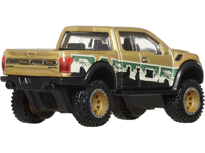 2017 Ford F-150 Raptor Pickup Truck Gold Metallic with Graphics "HW Off Road" Series Diecast Model Car by Hot Wheels-2