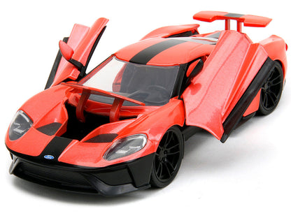 2017 Ford GT Light Red Metallic with Black Stripe "Pink Slips" Series 1/24 Diecast Model Car by Jada-1