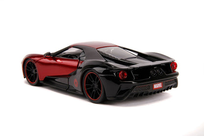 2017 Ford GT with Miles Morales Diecast Figurine "Spider Man" "Marvel" Series 1/24 Diecast Model Car by Jada-3