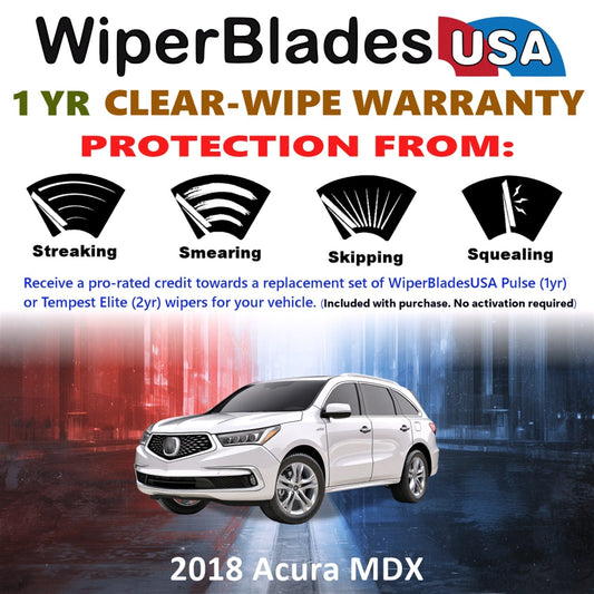 2018 Acura MDX Wiper Blades Set w/1yr Wear Warranty (Set of 2) Pulse Beam Wipers-1