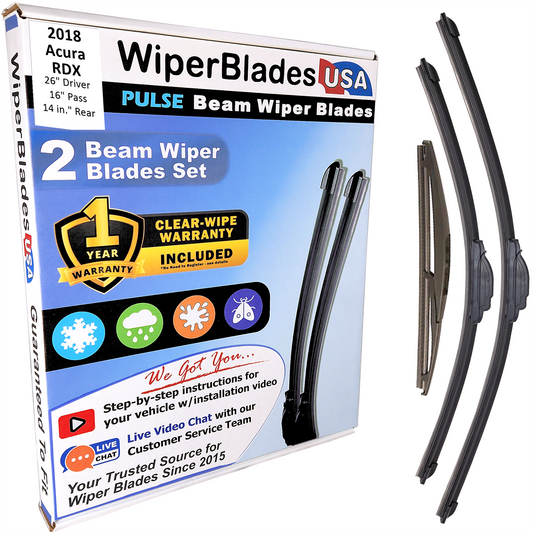 2018 Acura RDX Wiper Blades w/1yr Wear Warranty (Set of 3) w/Rear Wipers-0