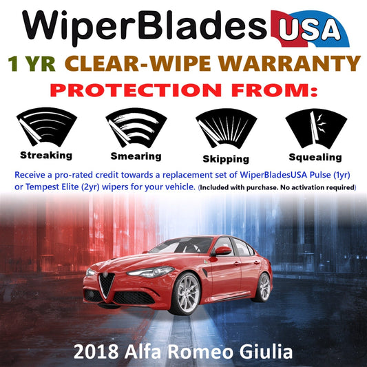 2018 Alfa Romeo Giulia Wiper Blades w/1yr Wear Warranty (Set of 2) Wipers-1