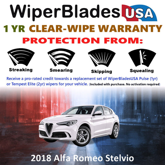 2018 Alfa Romeo Stelvio Wiper Blades w/1yr Wear Warranty (Set of 2) Wipers-1