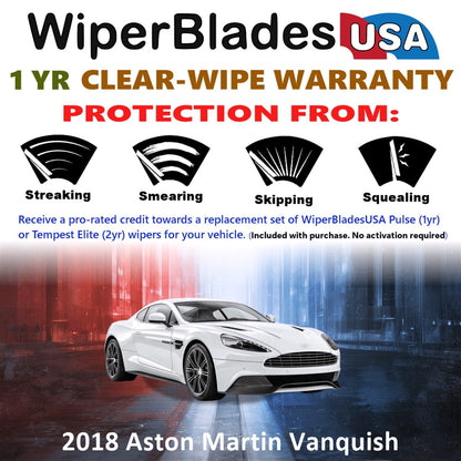 2018 Aston Martin Vanquish Wiper Blades w/1yr Wear Warranty (Set of 2) Wipers-1