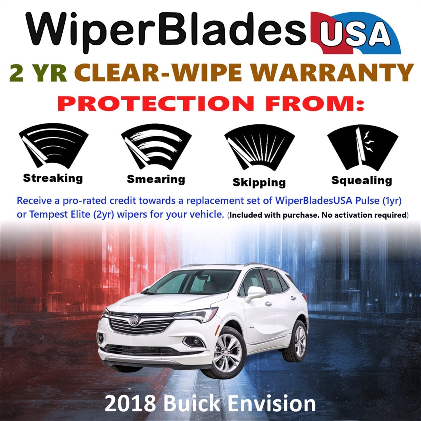 2018 Buick Envision Wiper Blades w/2yr Wear Warranty (Set of 3) w/Rear Wipers-1