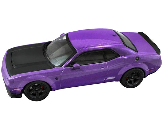 2018 Dodge Challenger SRT Demon Plum Crazy Metallic with Matt Black Hood 1/43 Diecast Model Car by IXO Models-1