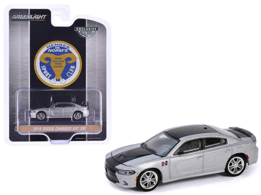 2018 Dodge Charger SRT 392 Silver Metallic with Black Stripe "Mr. Norm Heritage GSS Charger" "Hobby Exclusive" Series 1/64 Diecast Model Car by Greenlight-2