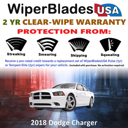 2018 Dodge Charger Wiper Blades Set w/2yr Wear Warranty (Set of 2) Tempest Elite-1