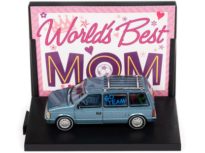 2018 Ford F-150 Pickup Truck Red and 1984 Dodge Caravan Minivan Blue Metallic "World's Best Mom and Dad" Set of 2 Pieces 1/64 Diecast Model Cars by Auto World-4