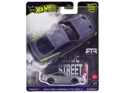 2018 Ford Mustang RTR Spec 5 Gray "Slide Street 2" Series Diecast Model Car by Hot Wheels-2