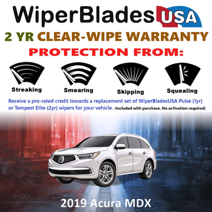 2019 Acura MDX Wiper Blades Set w/2yr Warranty (Set of 2) Tempest Elite Wipers-1