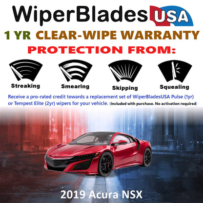 2019 Acura NSX Wiper Blades Set w/1yr Wear Warranty (Set of 2) Pulse Beam Wipers-1