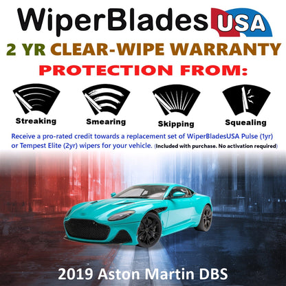 2019 Aston Martin DBS Wiper Blades w/2yr Wear Warranty (Set of 2) Beam Wipers-1
