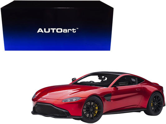 2019 Aston Martin Vantage RHD (Right Hand Drive) Hyper Red Metallic with Carbon Top 1/18 Model Car by Autoart - Car