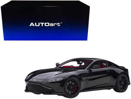 2019 Aston Martin Vantage RHD (Right Hand Drive) Jet Black with Red Interior 1/18 Model Car by Autoart - Car Models