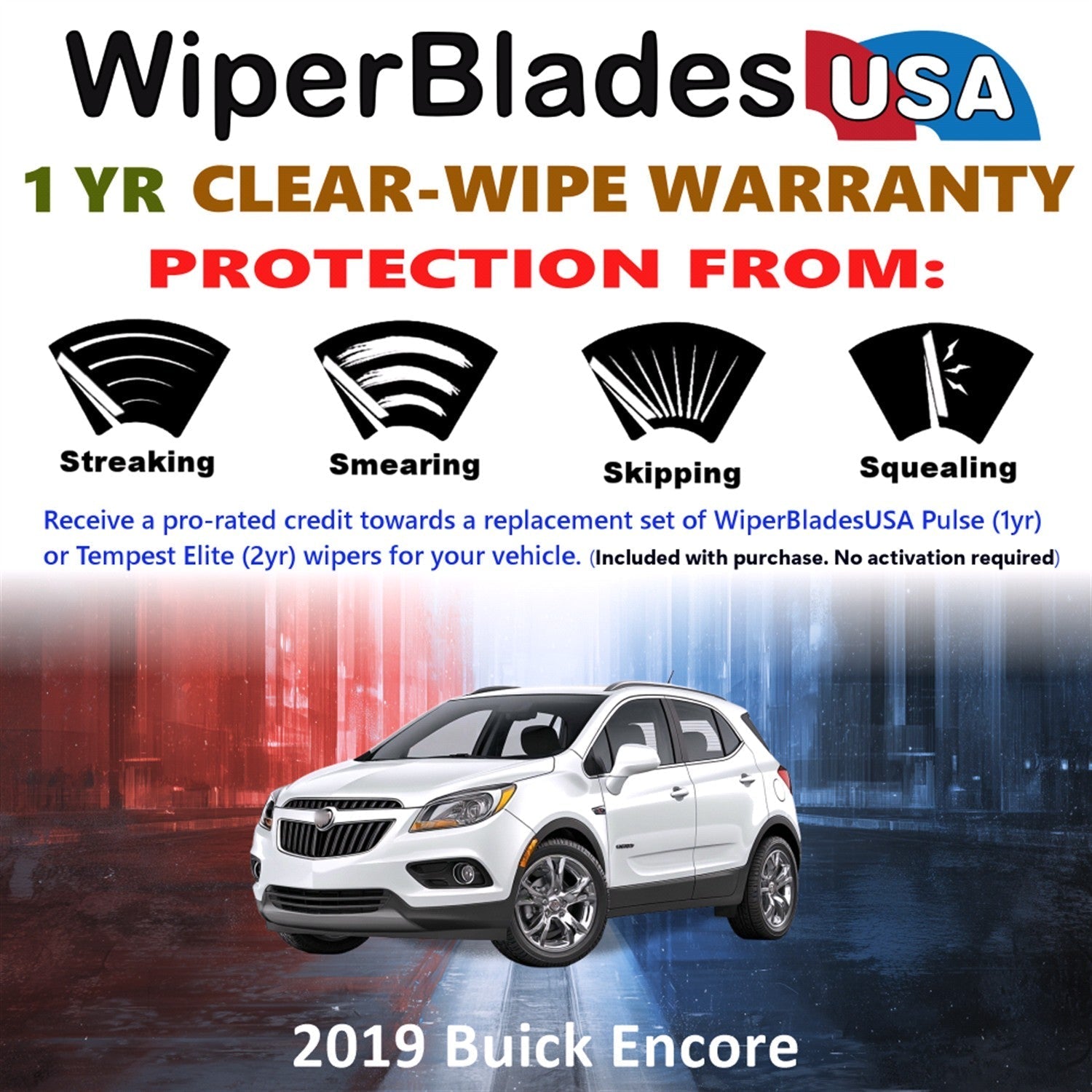 2019 Buick Encore Wiper Blades Set w/1yr Warranty (Set of 2) Pulse Beam Wipers-1