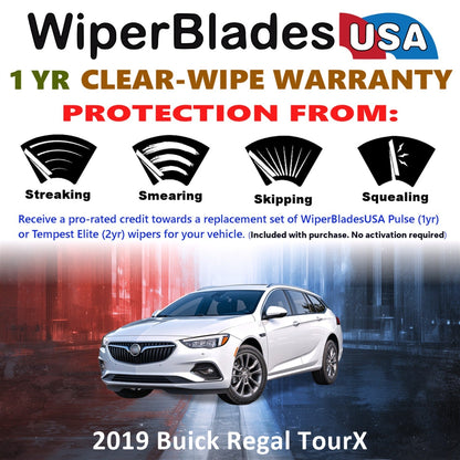 2019 Buick Regal TourX Wiper Blades w/1yr Wear Warranty (Set of 2) Wipers-1