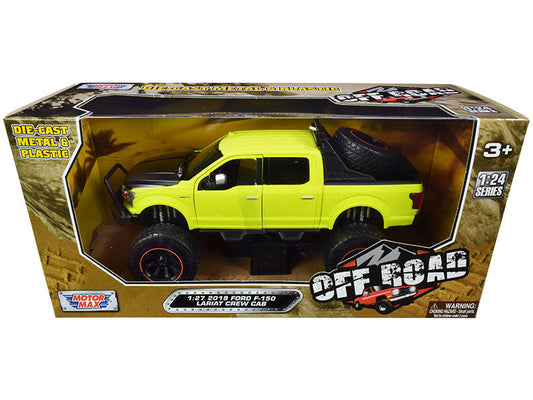 2019 Ford F-150 Lariat Crew Cab Pickup Truck Off Road Bright Green 1/27 Diecast Model Car by Motormax-0