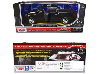 2019 Ford F-150 Lariat Crew Cab Pickup Truck Unmarked Plain Black "Law Enforcement and Public Service" Series 1/24 Diecast Model Car by Motormax-2