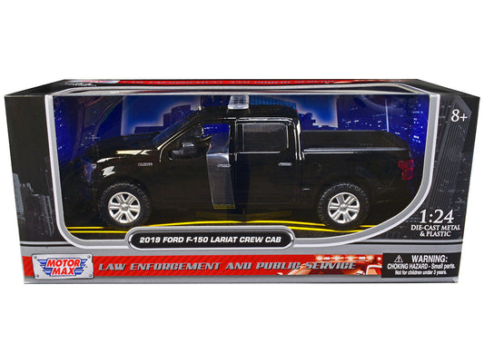 2019 Ford F-150 Lariat Crew Cab Pickup Truck Unmarked Plain Black "Law Enforcement and Public Service" Series 1/24 Diecast Model Car by Motormax-0