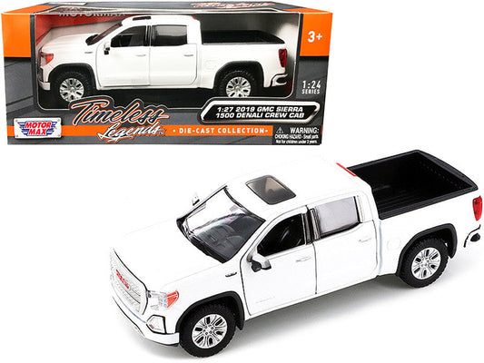 2019 GMC Sierra 1500 Denali Crew Cab Pickup Truck with Sunroof White "Timeless Legends" Series 1/24-1/27 Diecast Model Car by Motormax-0