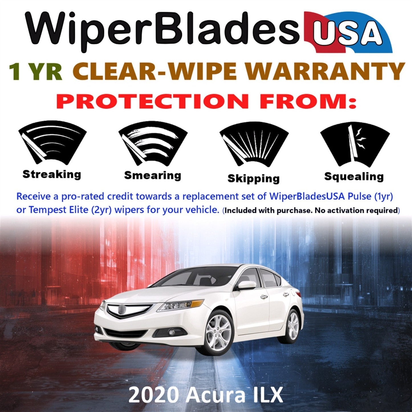 2020 Acura ILX Wiper Blades Set w/1yr Wear Warranty (Set of 2) Pulse Beam Wipers-1