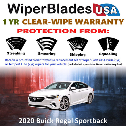 2020 Buick Regal Sportback Wiper Blades w/1yr Wear Warranty (Set of 2) Wipers-1