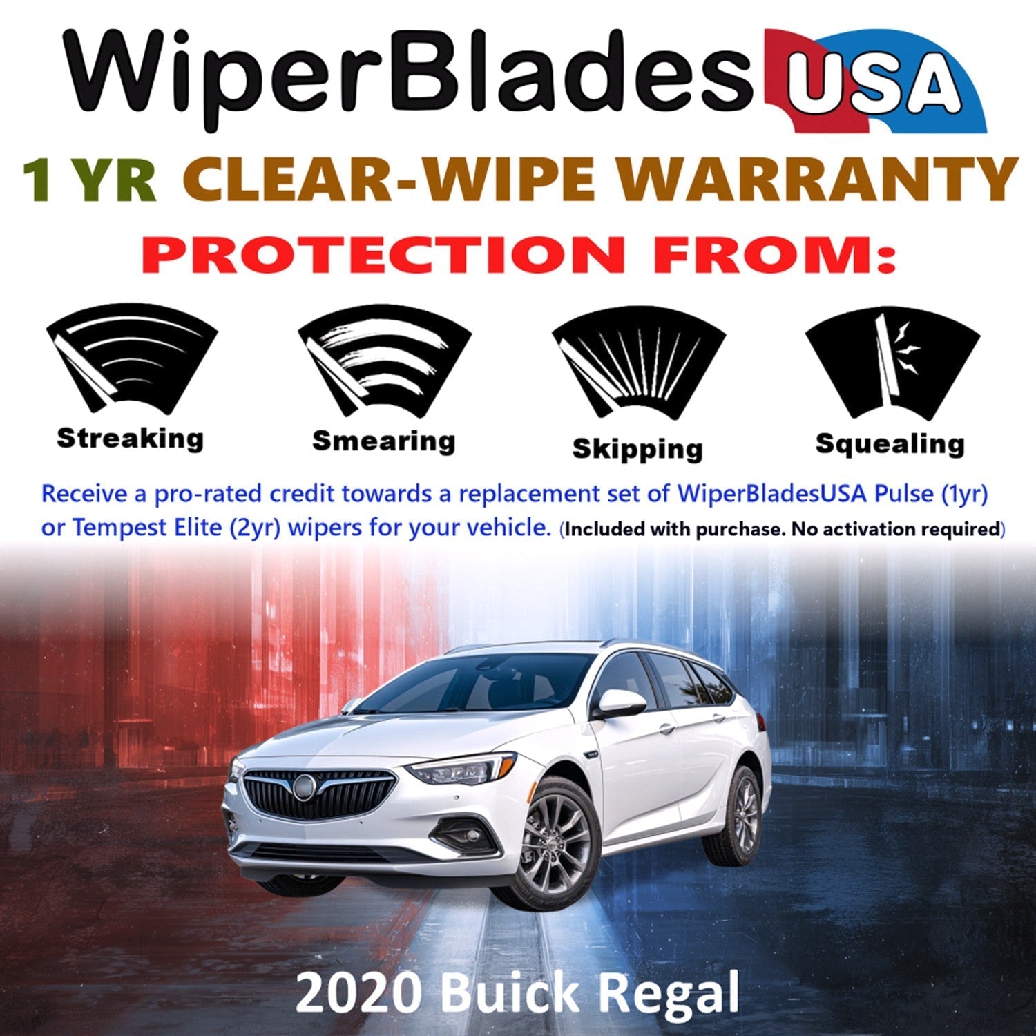 2020 Buick Regal Wiper Blades Set w/1yr Warranty (Set of 2) Pulse Beam Wipers-1