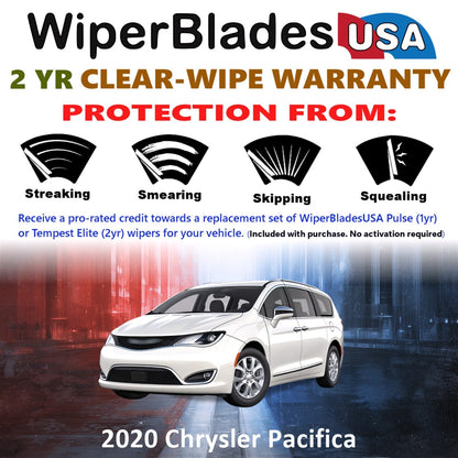 2020 Chrysler Pacifica Wiper Blades w/2yr Wear Warranty (Set of 2) Beam Wipers-1