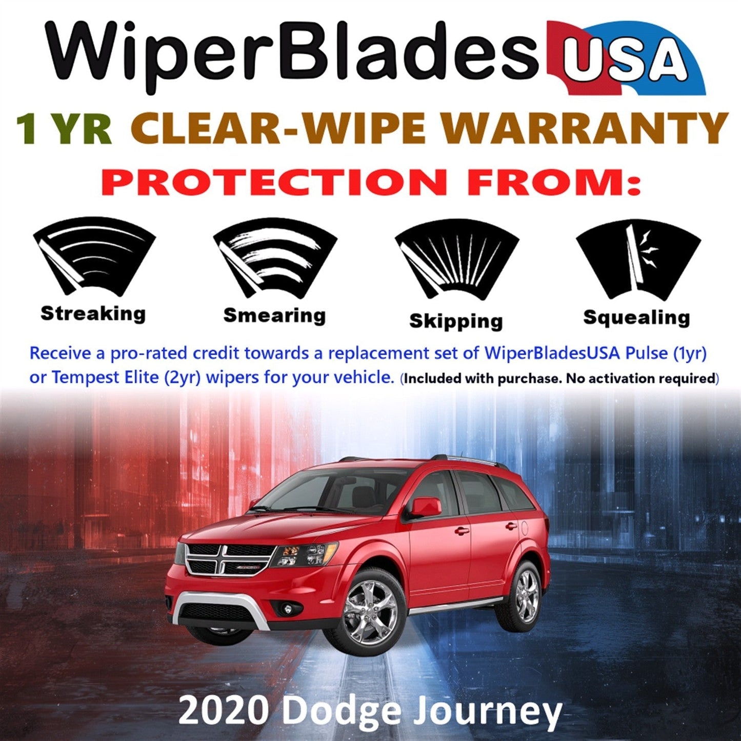 2020 Dodge Journey Wiper Blades Set w/1yr Warranty (Set of 2) Pulse Beam Wipers-1
