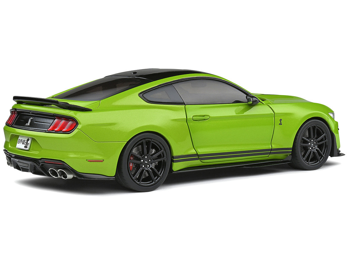 2020 Ford Mustang Shelby GT500 Grabber Lime Green Metallic with Black Top and Stripes 1/18 Diecast Model Car by Solido-4